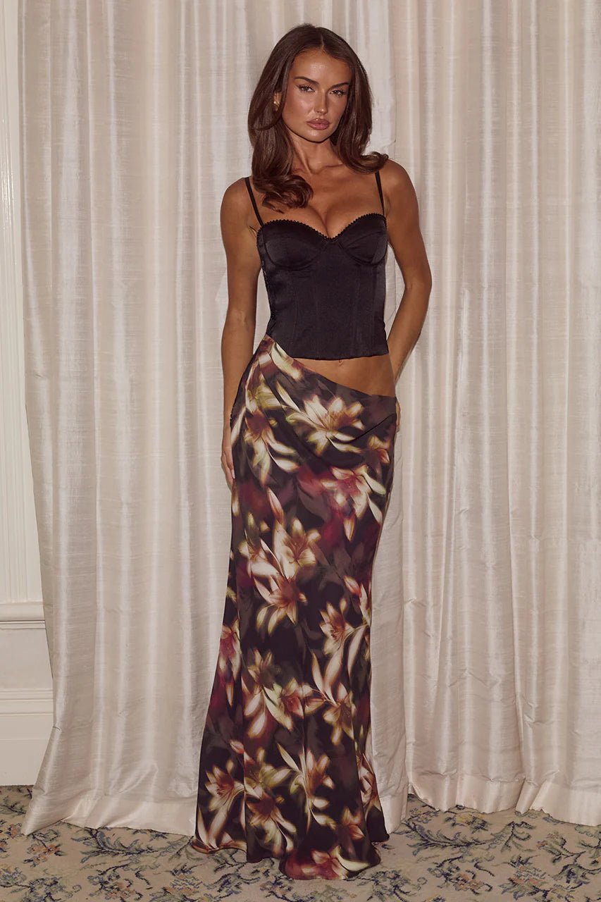 RUNAWAY THE LABEL JACINTA BUSTIER CUT OUT MAXI DRESS - HARLOW BLACK
