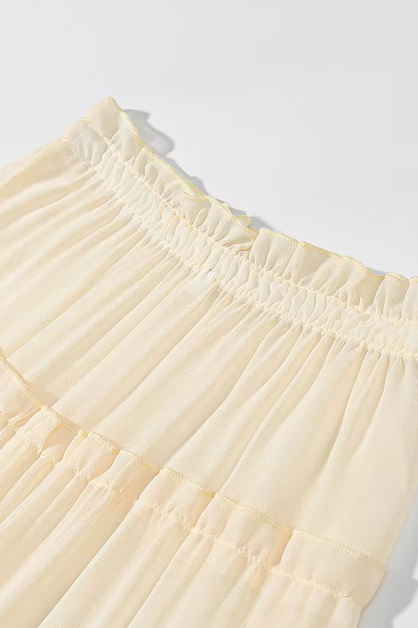 Butter Yellow Sheer Chiffon Long Sleeve Bralette & Maxi Skirt Coord