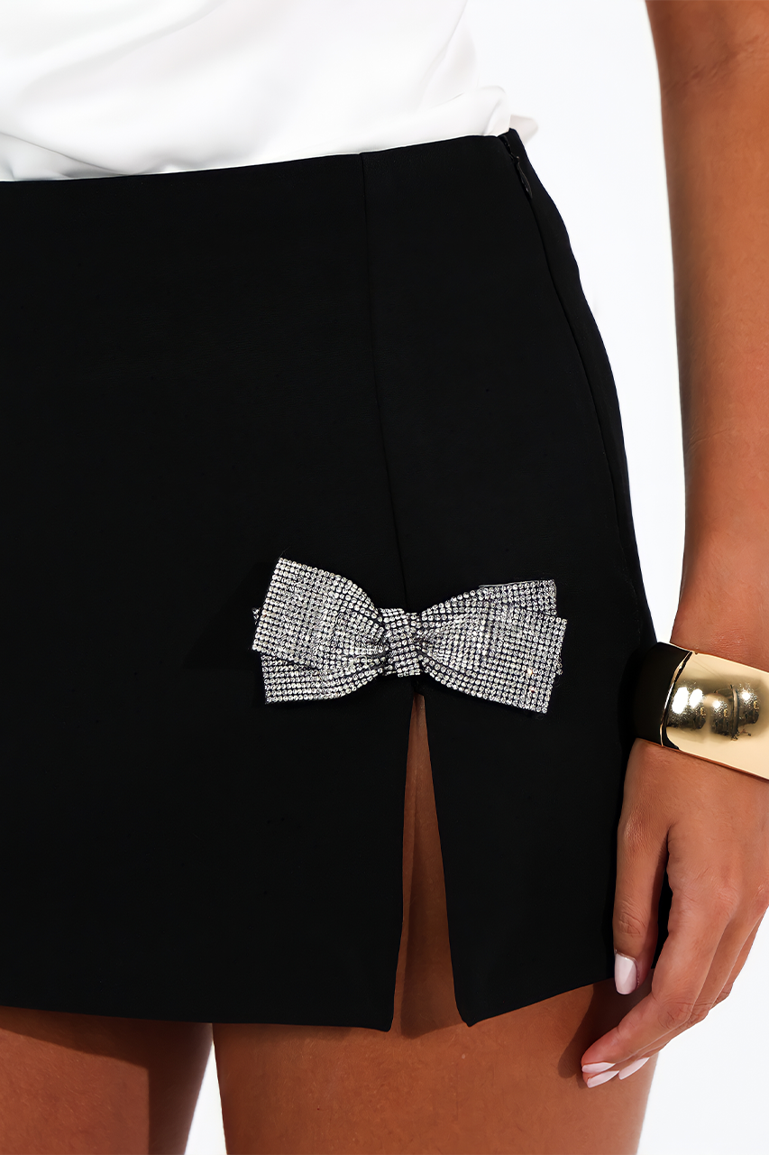 Black Silver Bow Blazer & Mini Skirt Coord