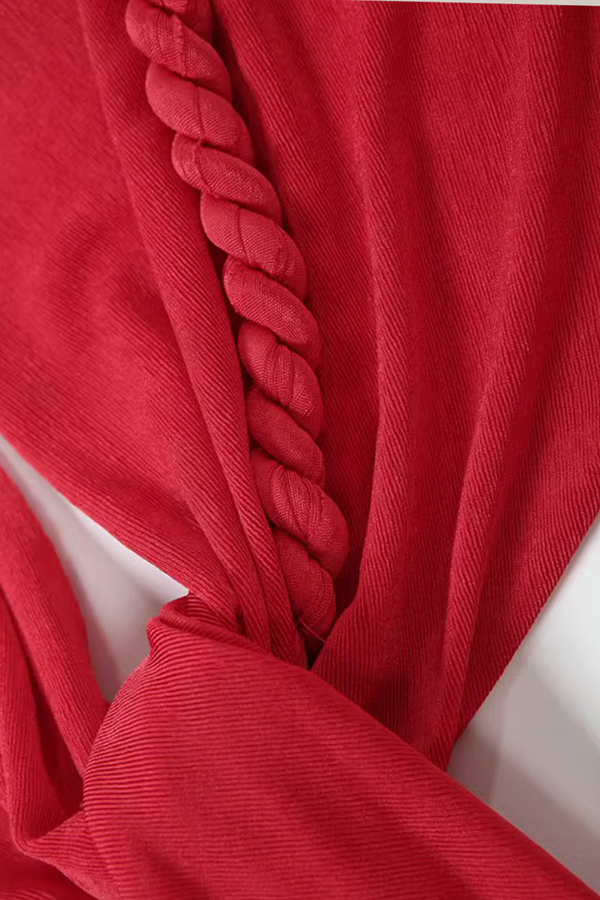 Red Drape Plunge Mini Dress