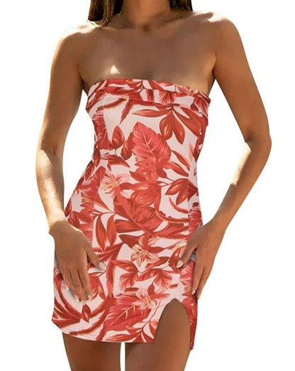 Red Floral Bandeau Mini Dress
