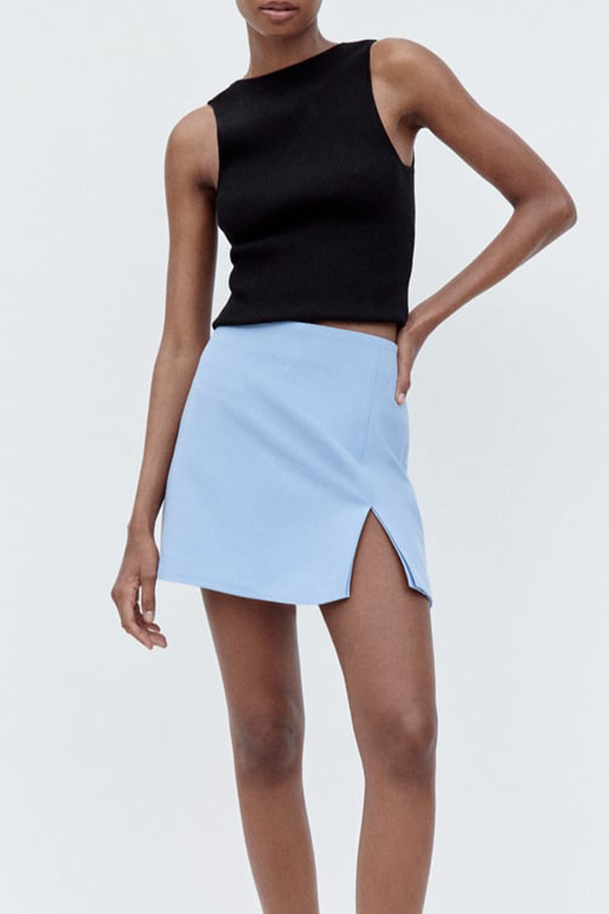 Pastel Blue Low Rise Mini Skort