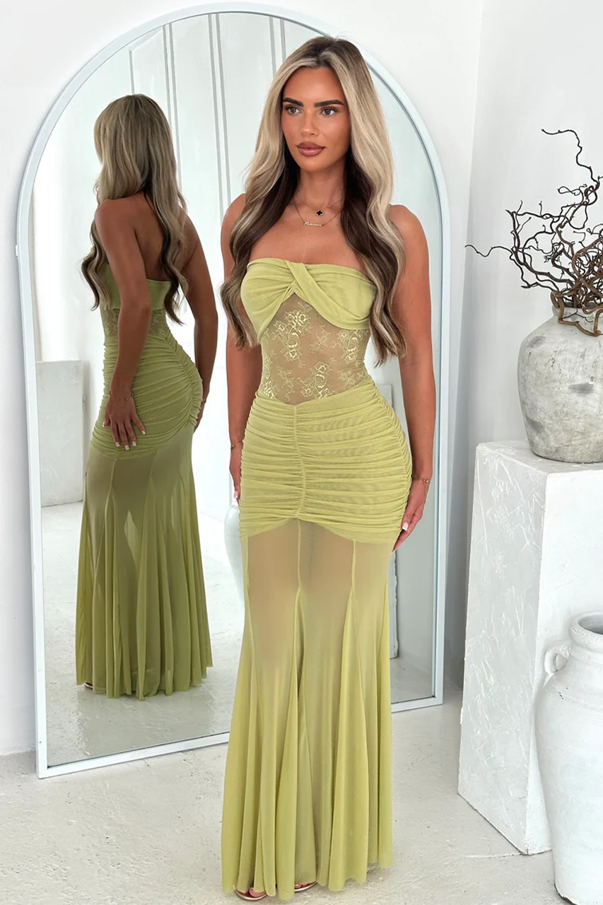 Lime Green Lace Maxi Dress