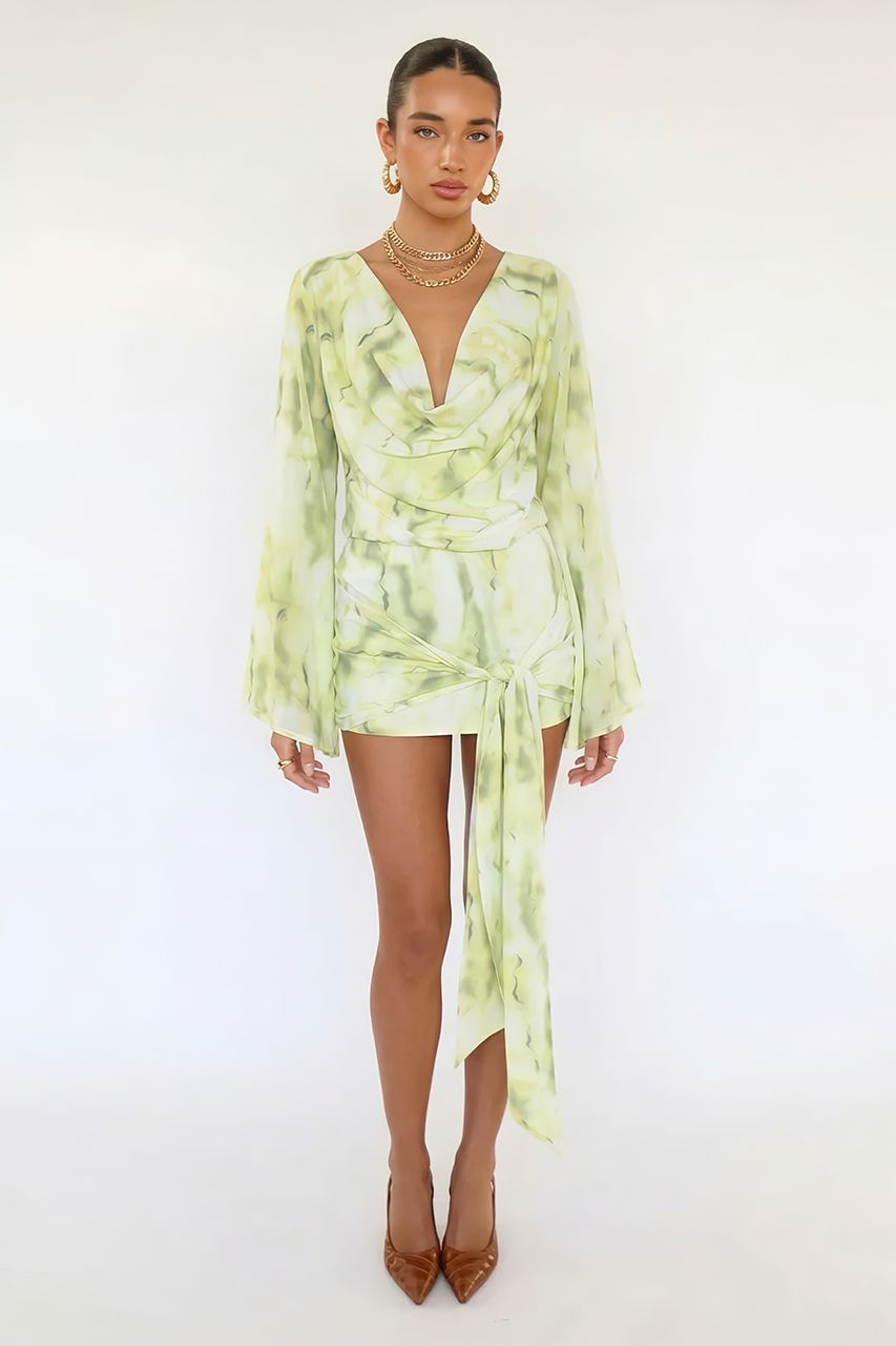 Green Tie Dye Mini Dress