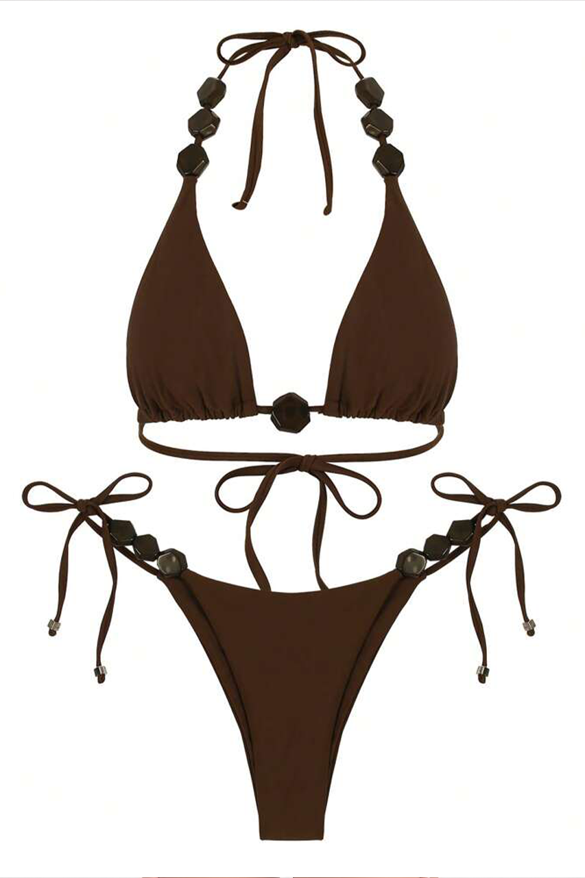 Espresso Brown Beaded Bikini