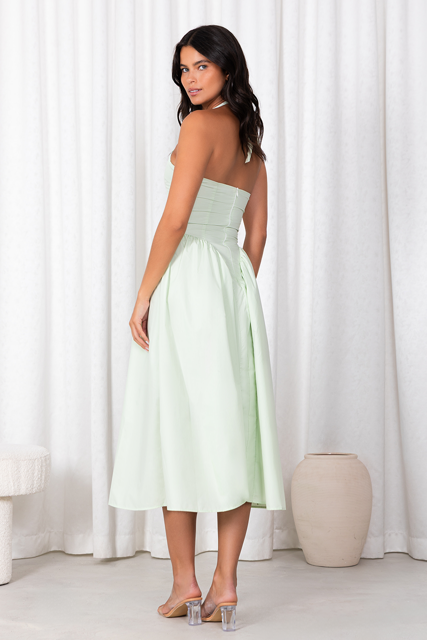Pistachio Green Puffball Maxi Dress