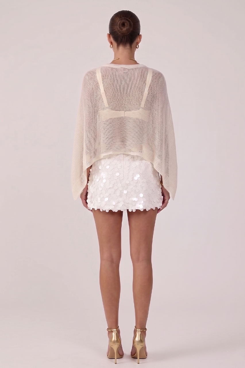 White Sequin Mini Skirt