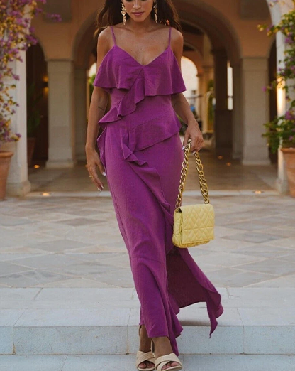 Plum Purple Ruffle Maxi Dress