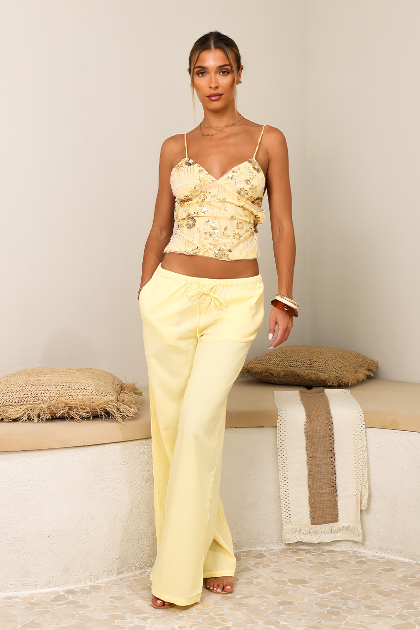Yellow Sequin Embellished Top