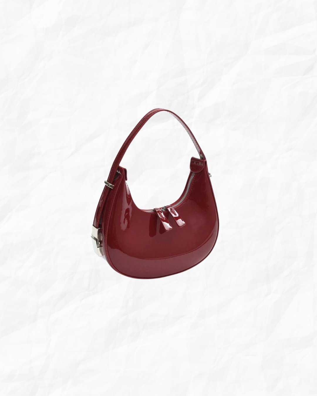 Burgundy Patent Baguette Handbag