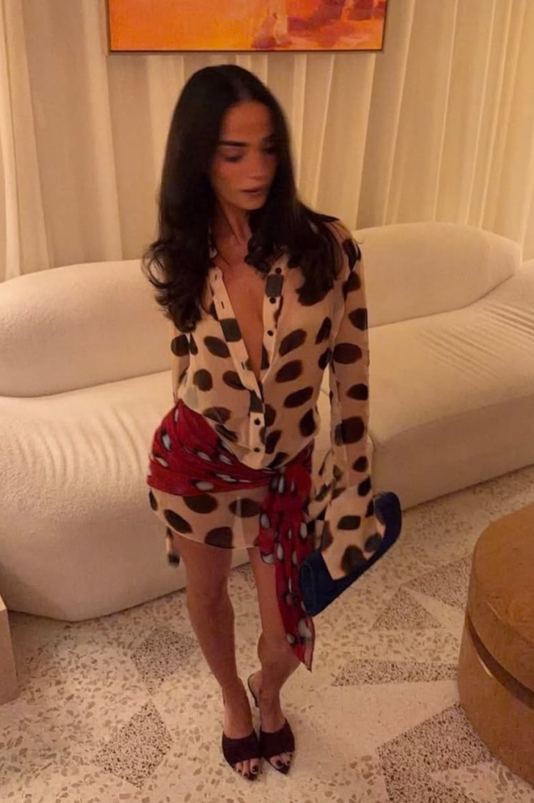 Leopard Chiffon Sheer Shirt Mini Dress