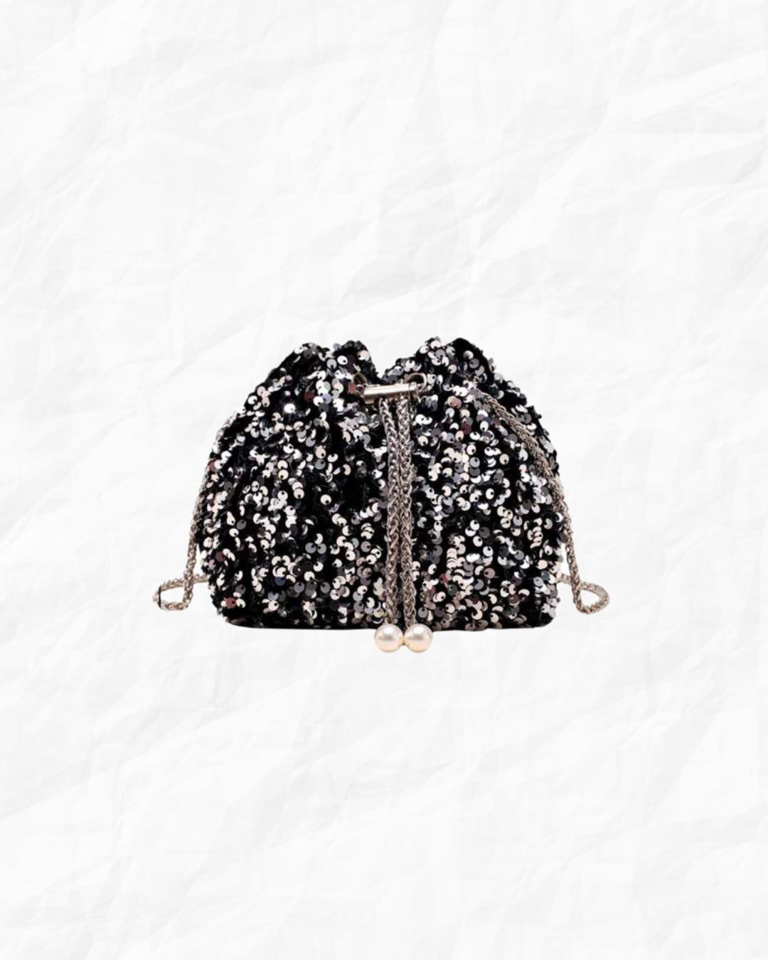 Silver Sequin Pouch Bag