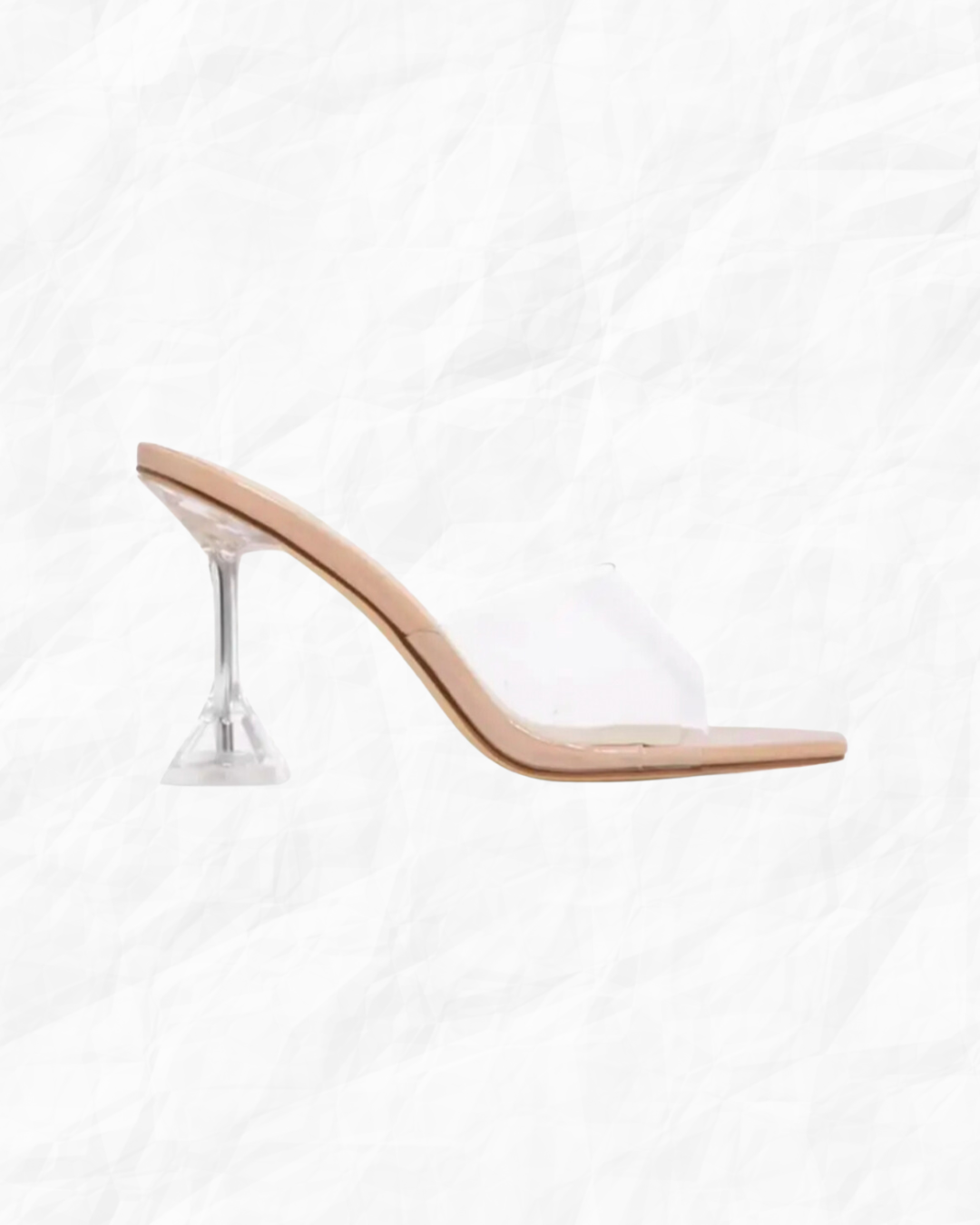 Clear Strap Nude Slip On Heels