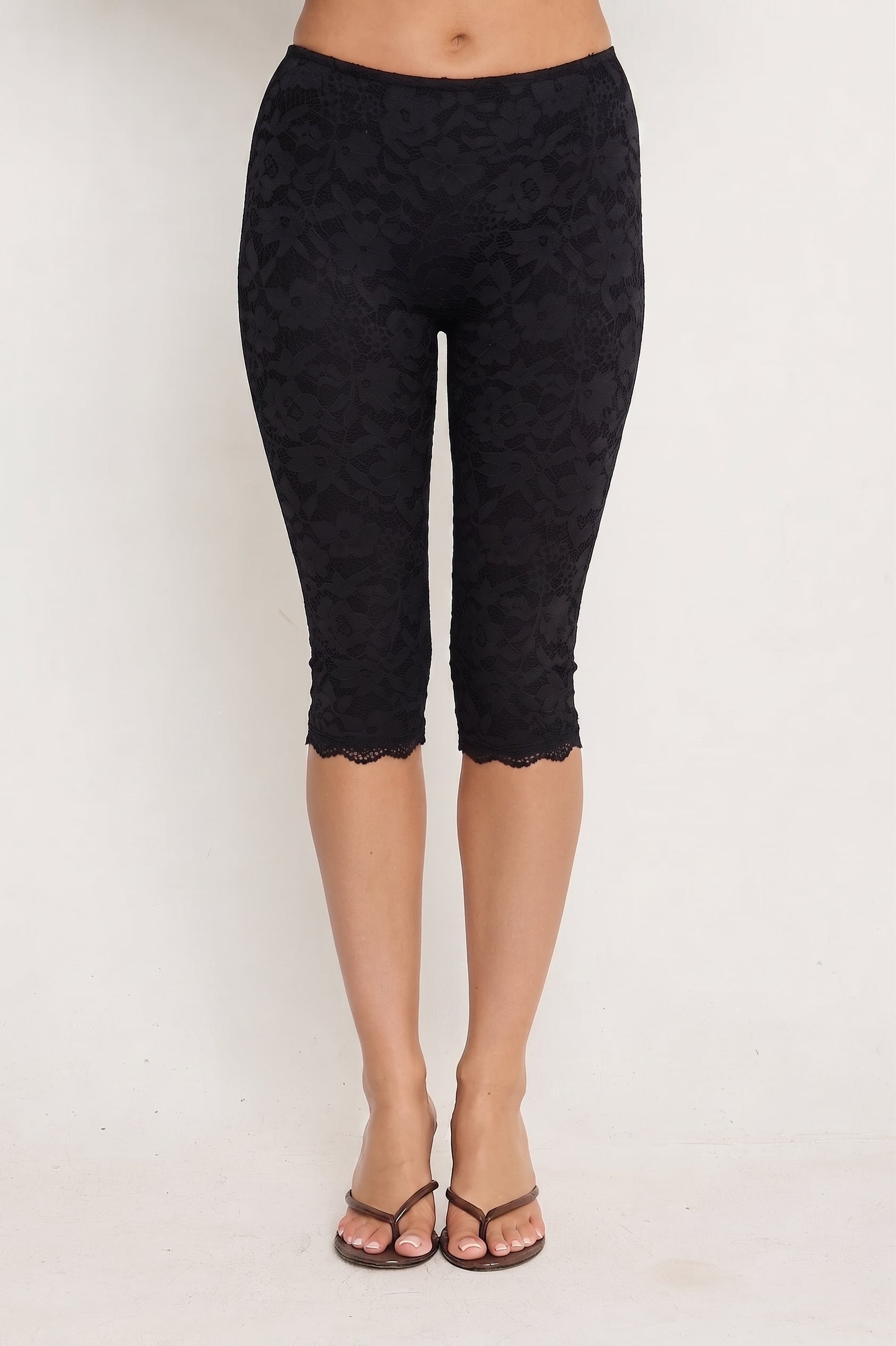 Black Lace Halter Top & Capri Pants Coord