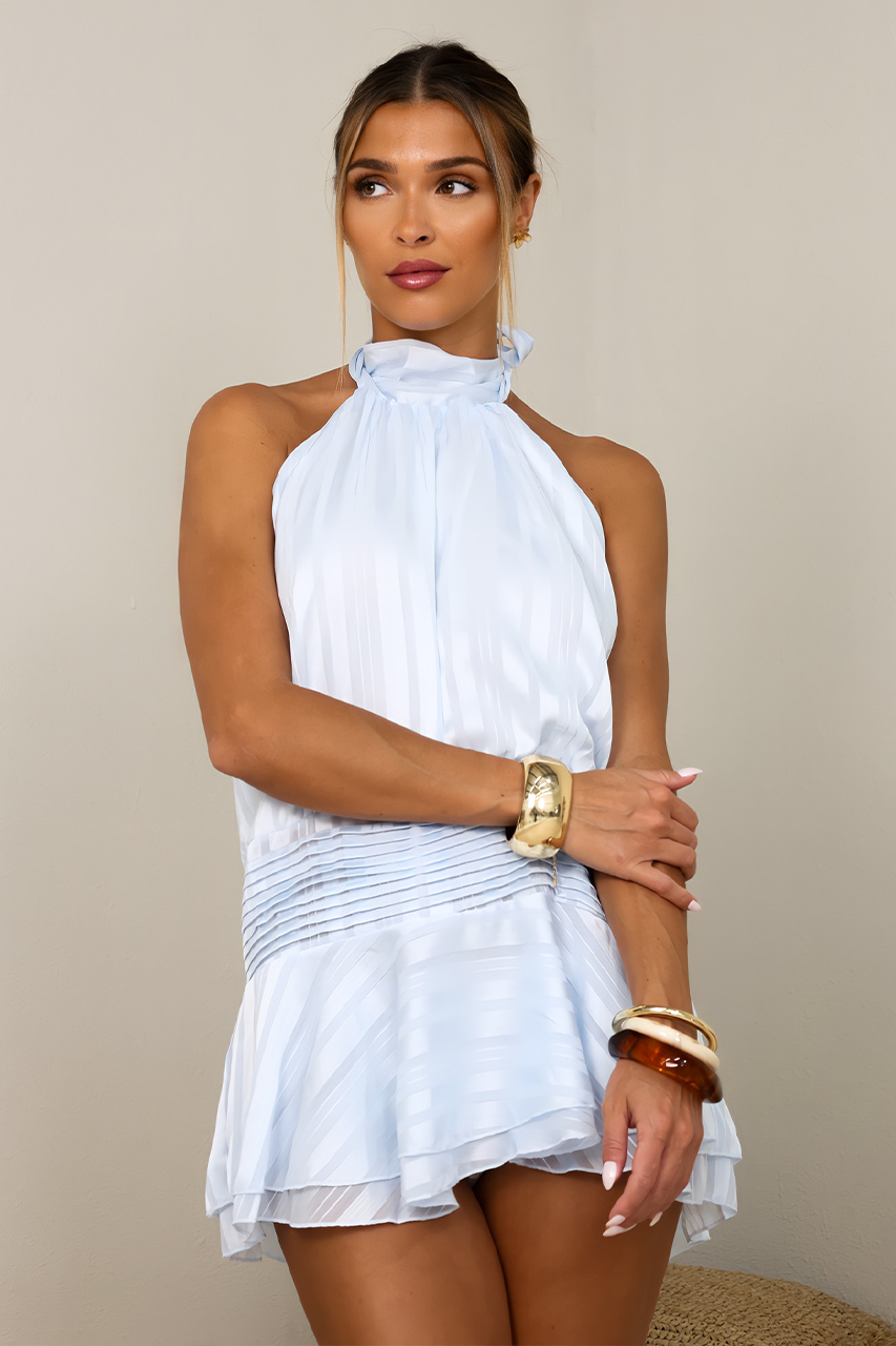 Pastel Blue Floaty Chiffon Mini Dress
