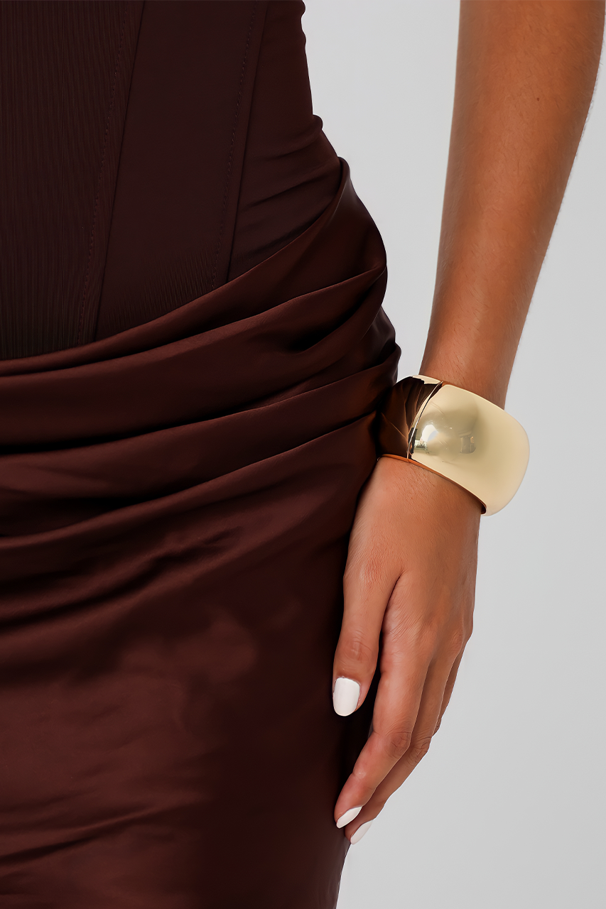 Chocolate Brown Corset Draped Mini Dress