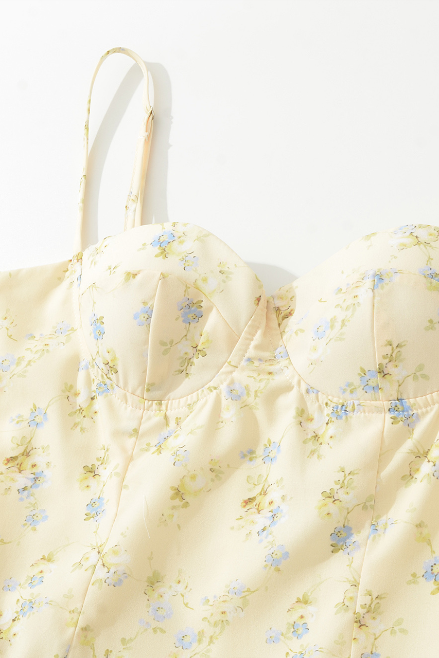 Butter Yellow Floral Skater Mini Dress
