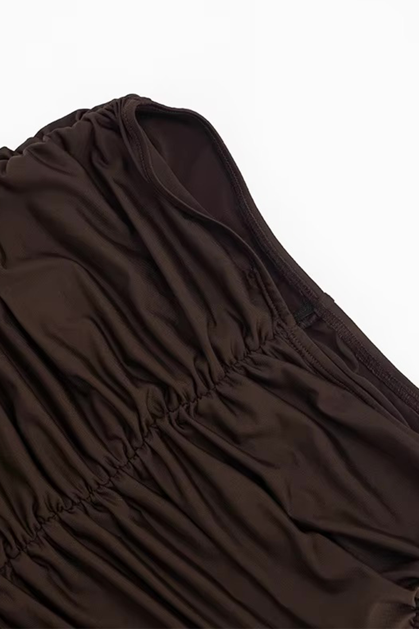 Espresso Brown Cowl Top & Ruched Capri Pants Coord
