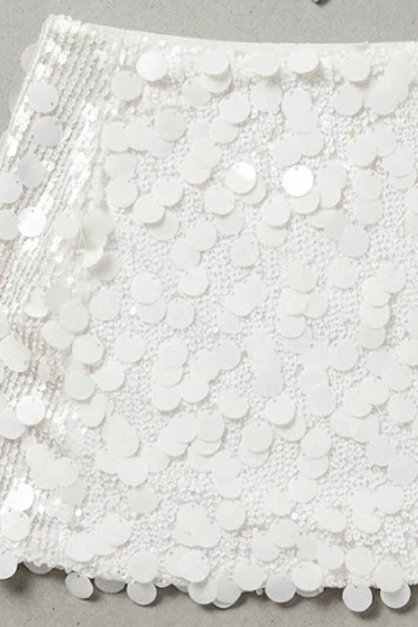White Sequin Mini Skirt