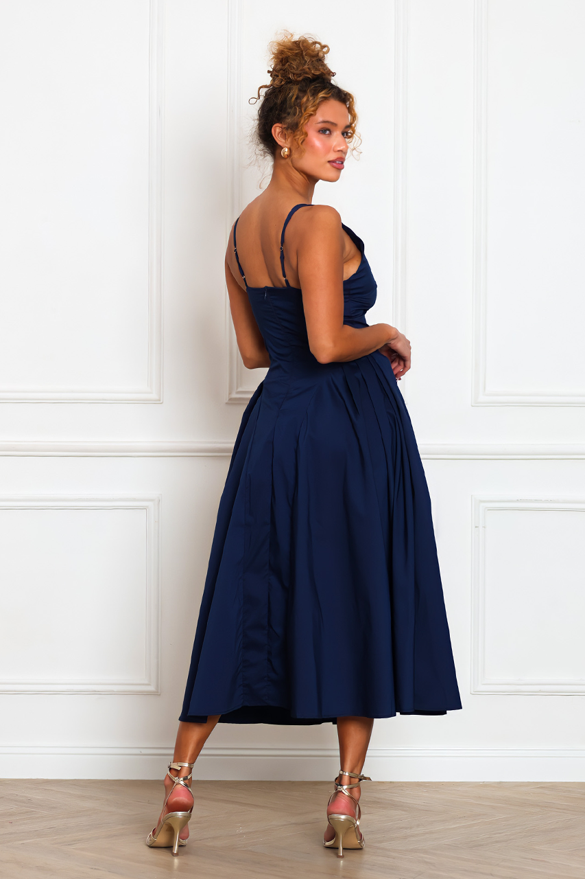 Navy Blue Skater Midi Dress