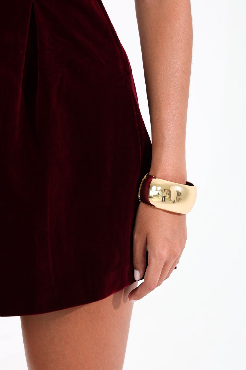 Wine Red Velvet Mini Dress