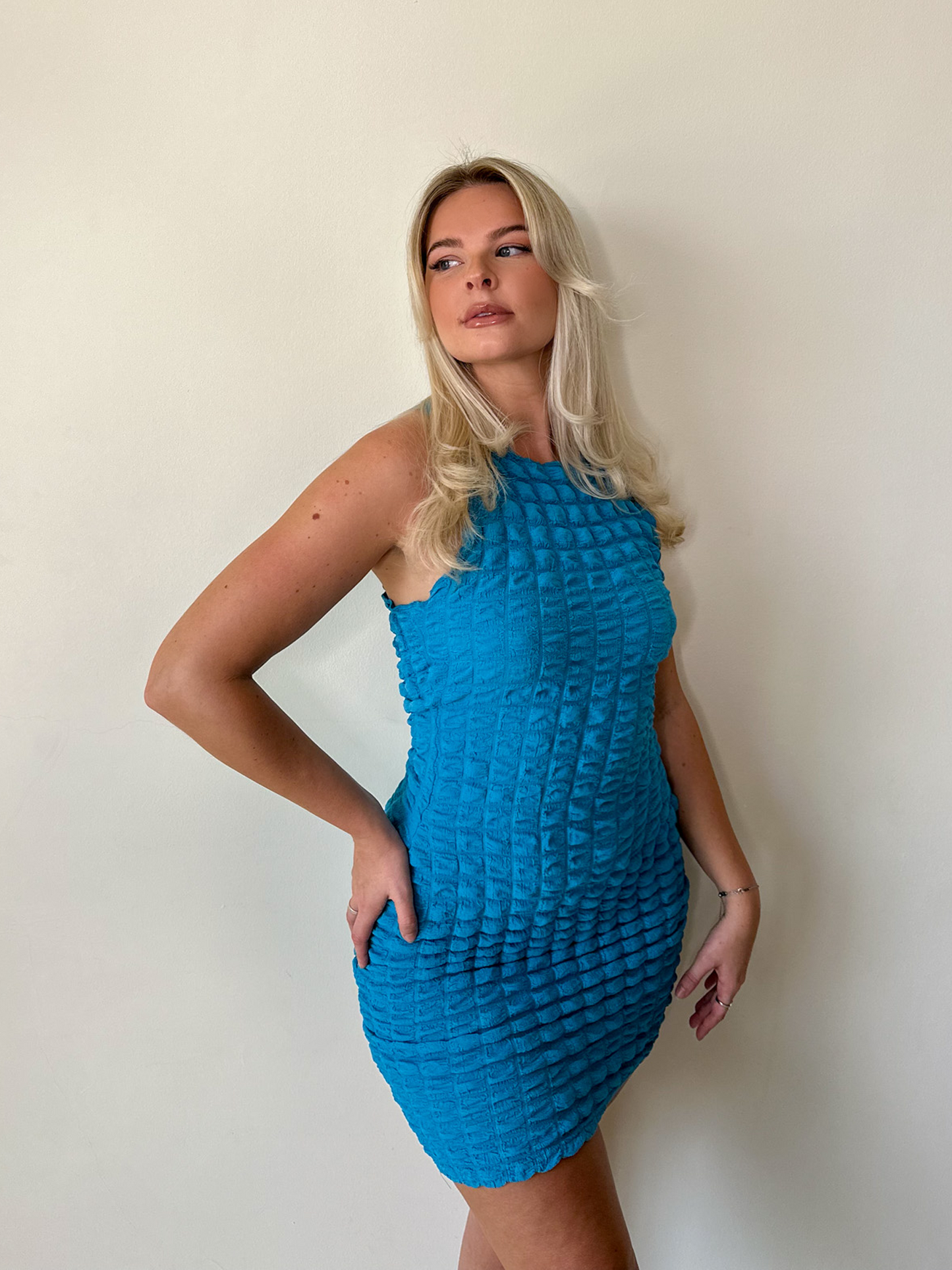 Cobalt Blue Textured Mini Dress