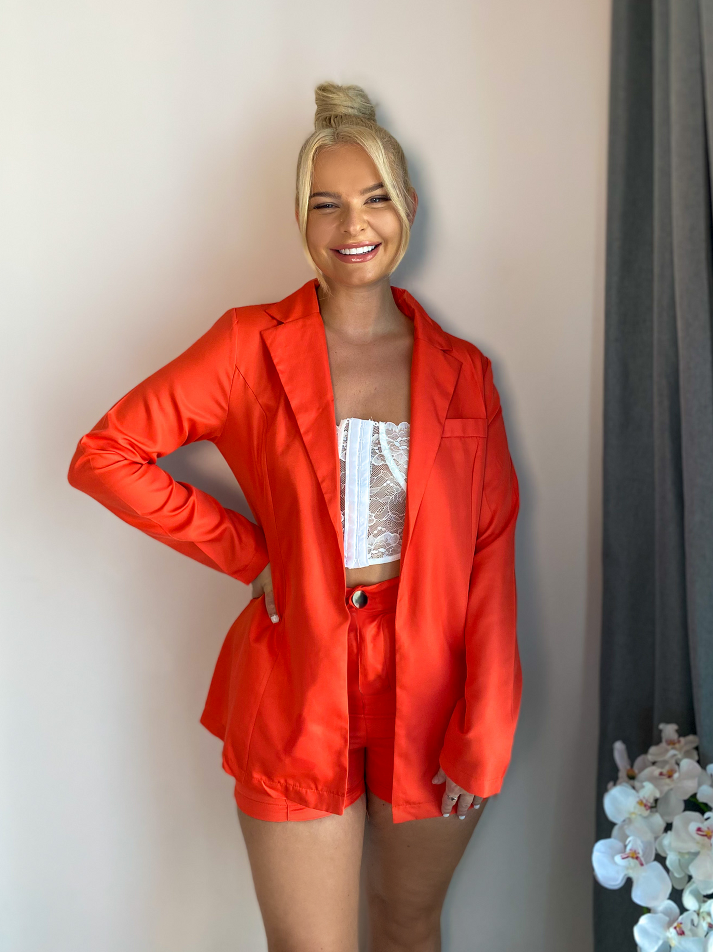 Orange Blazer & Shorts Coord