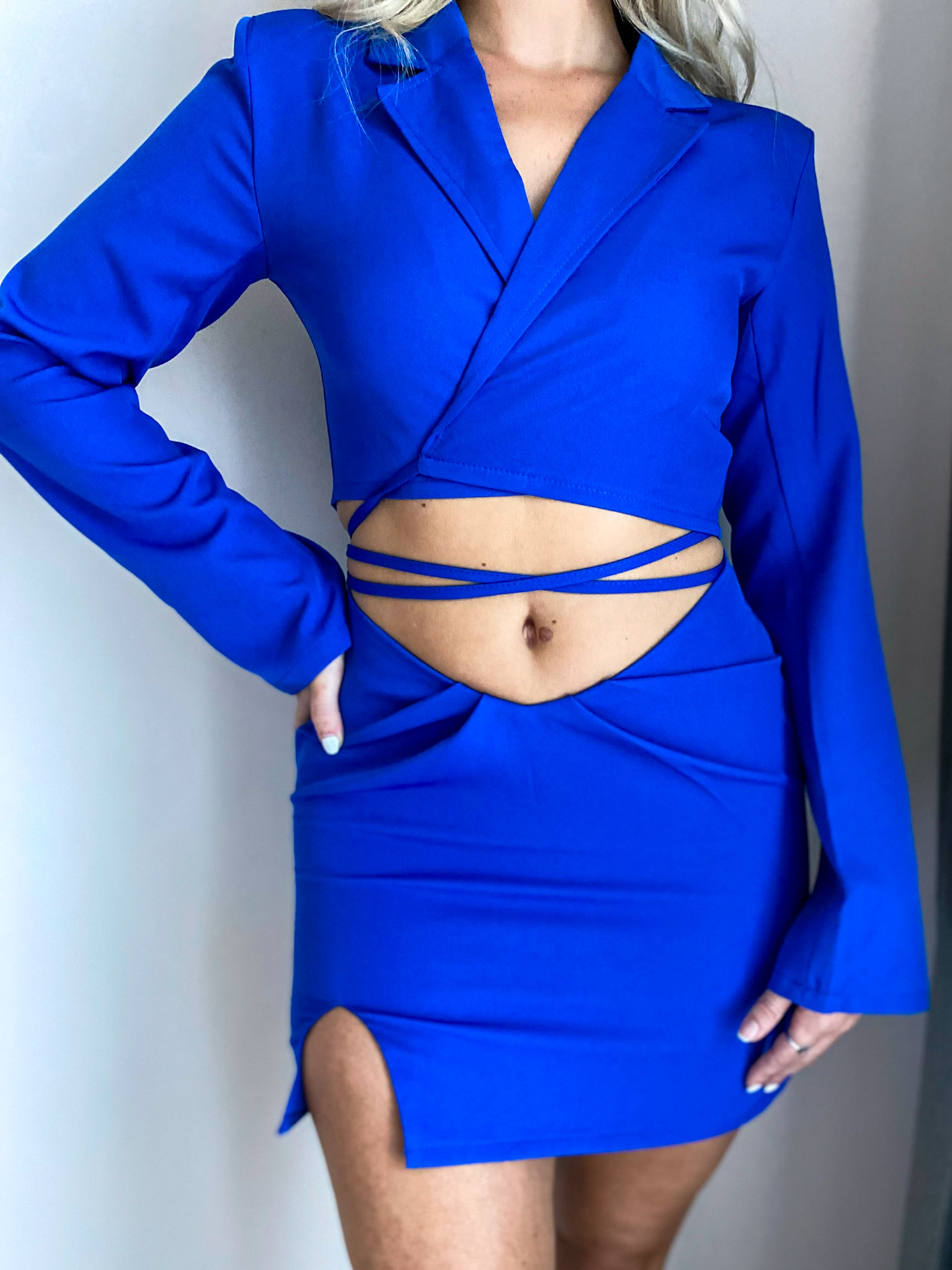 Royal Blue Triple Layer Blazer Top & Skirt Coord