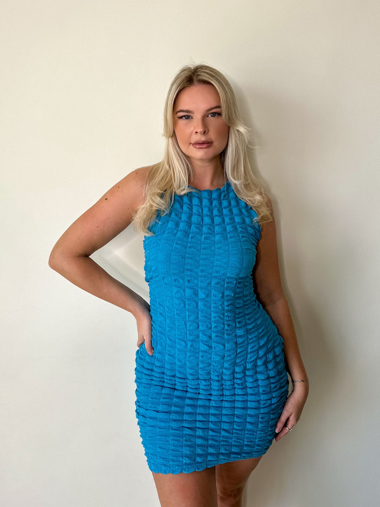 Cobalt Blue Textured Mini Dress