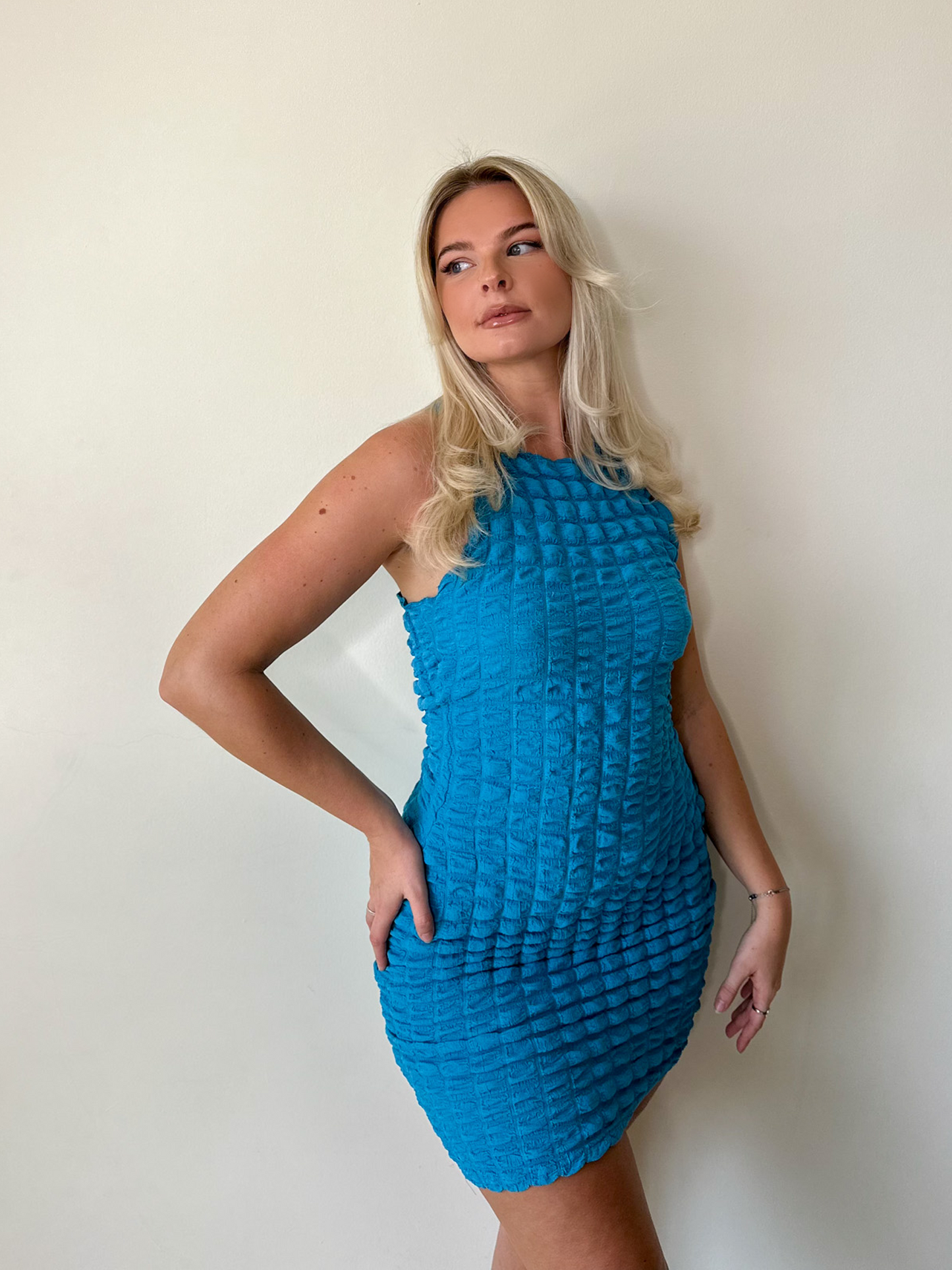 Cobalt Blue Textured Mini Dress