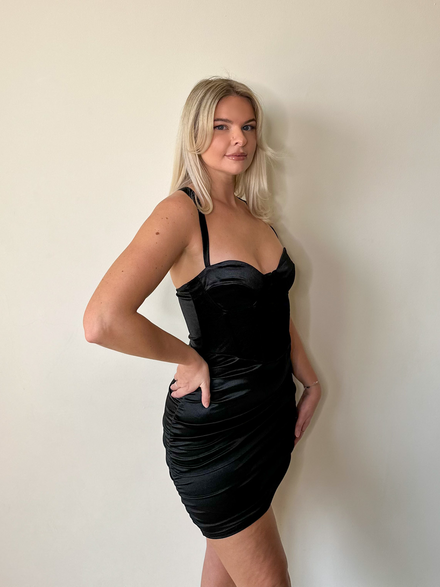 Black Satin Lace Dress 