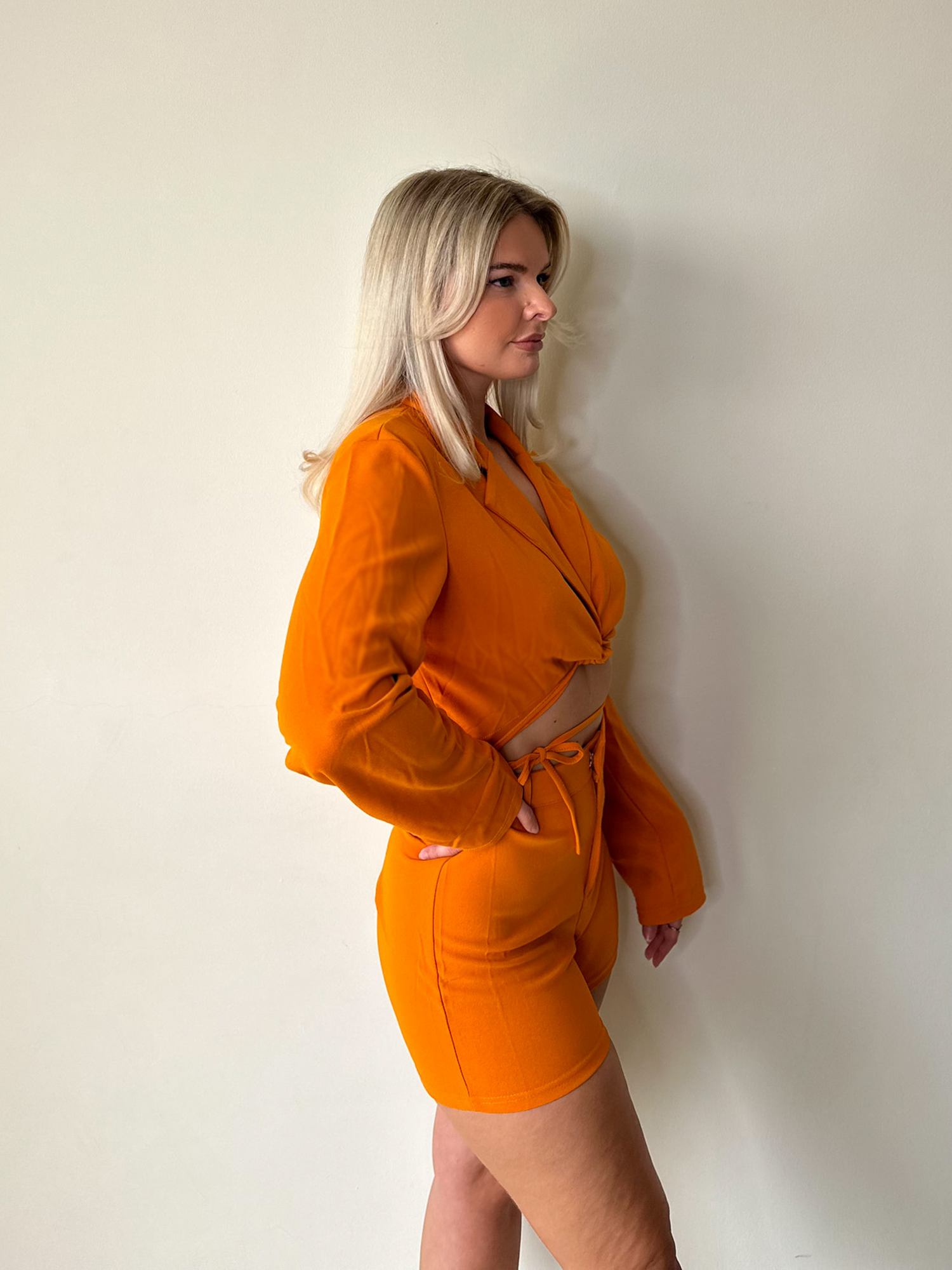 Orange blazer and shorts outlet